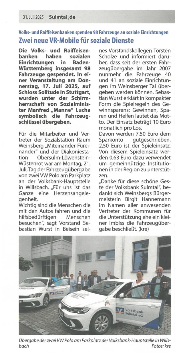 Zeitungsartikel VR Mobile