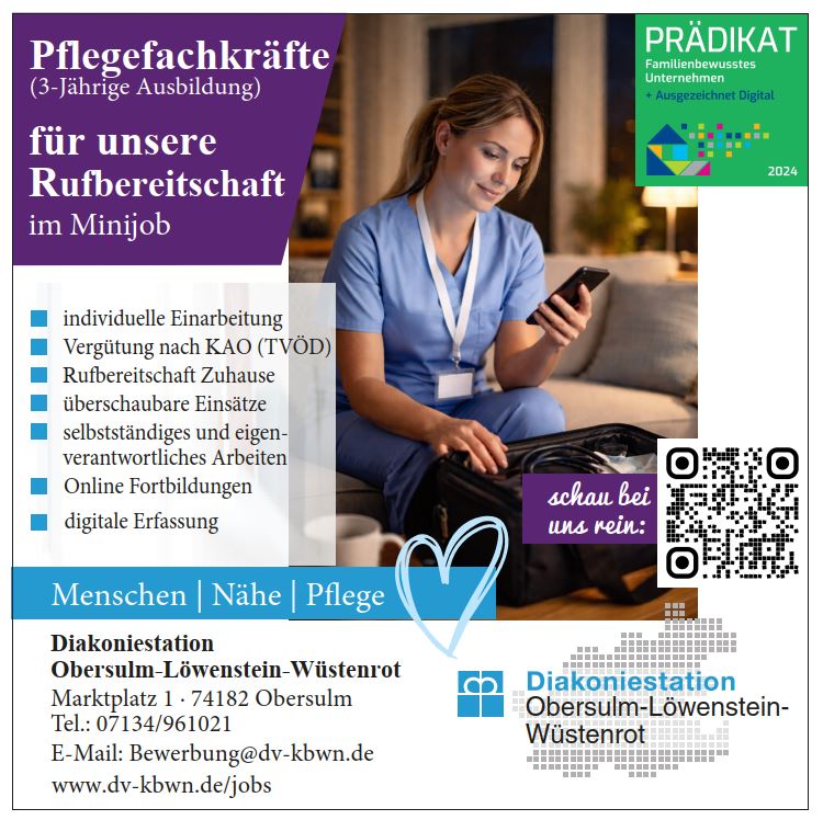 Stellenanzeige Rufbereitschaft