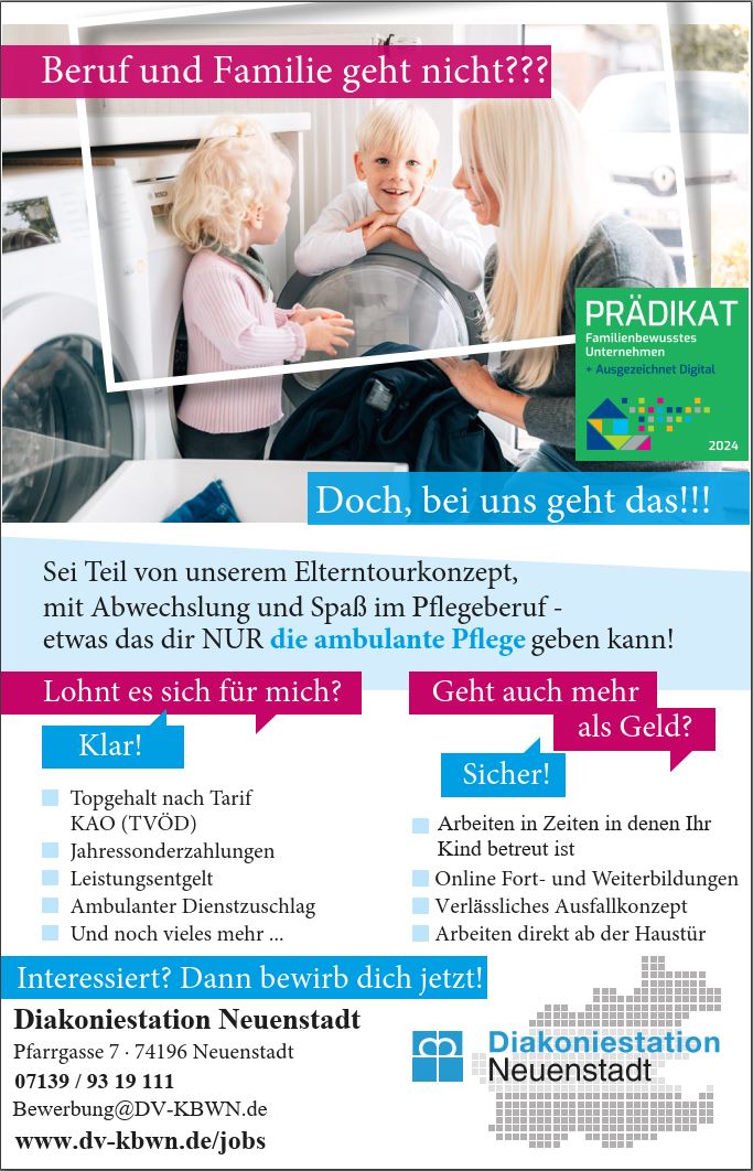 Stellenanzeige Elterntour Pflegepersonal