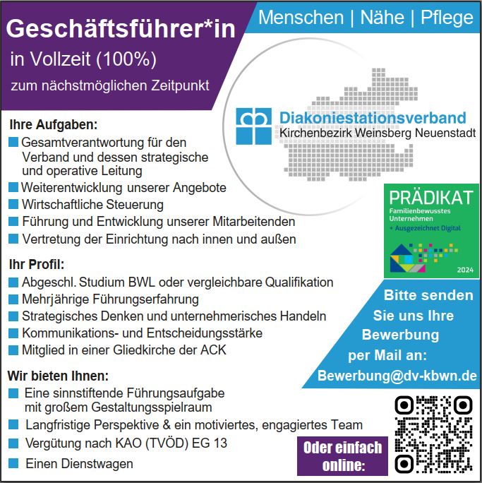 Stellenanzeige Gesch&auml;ftsf&uuml;hrung